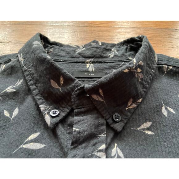 14th & UNION Trim Fit Gray Textured Floral Button Down Shirt sz XL - Picture 3 of 11